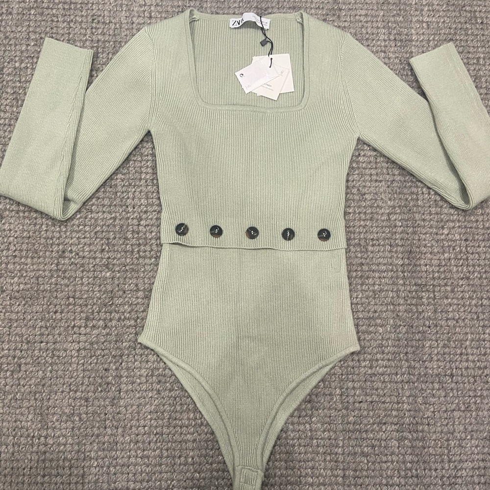 Green Long Sleeve Leotard